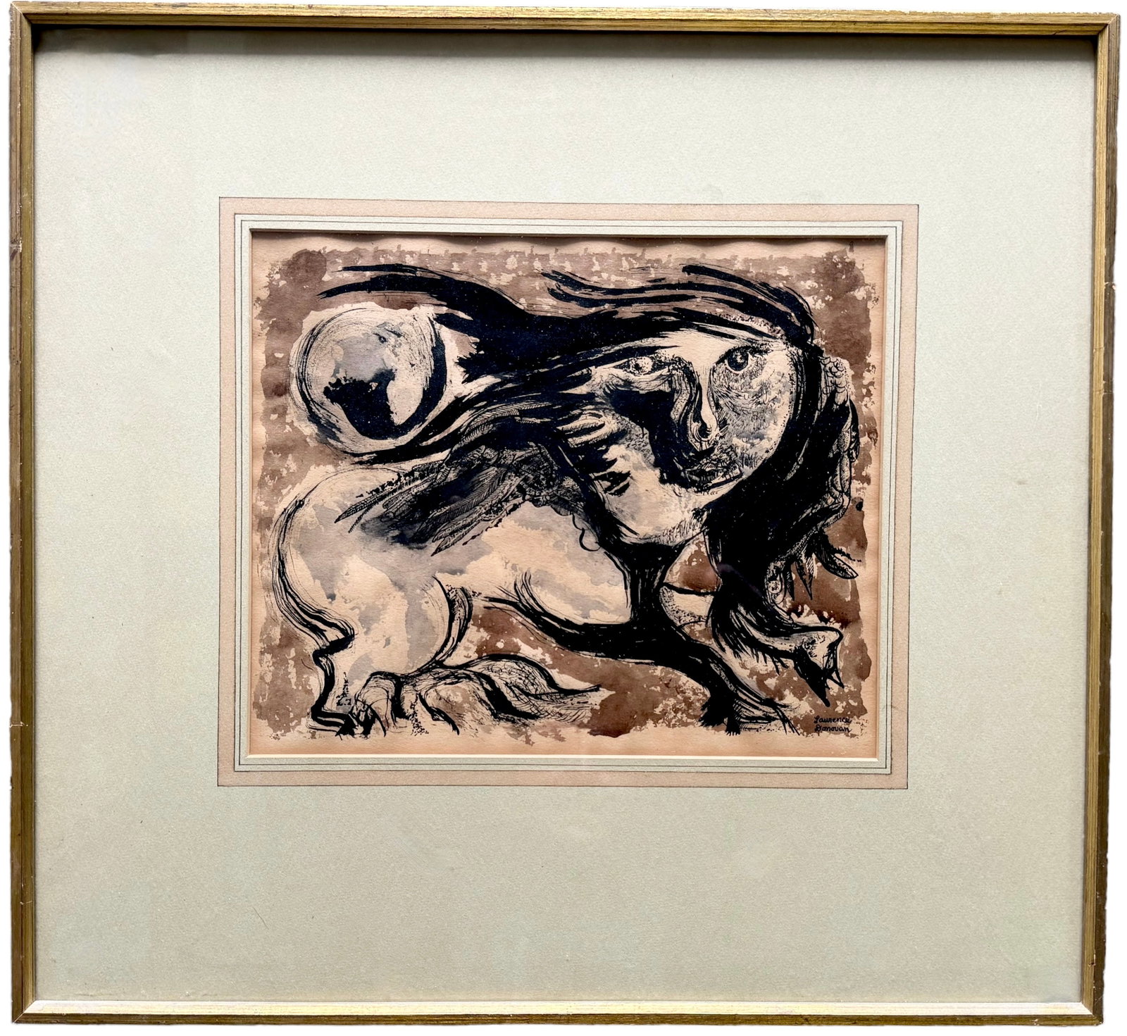 LAURENCE DONOVAN Mixed Media Abstract: 11 x 9.5 in, 20 x 19 in (framed)