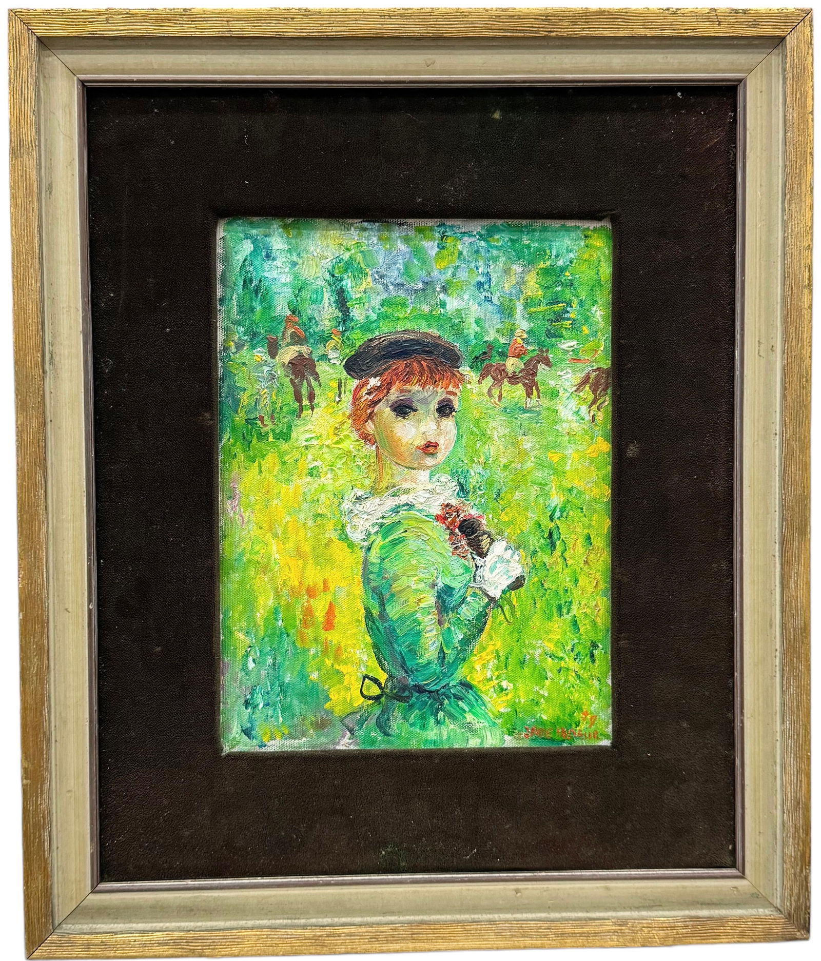 JADE PASTEUR (1914-2002, American) Florida Artist, French Woman In Landscape 1979 (1 of 3)