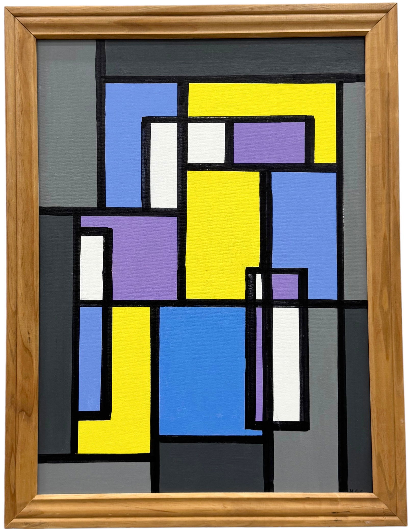 Contemporary Colorful Abstract Geometric Composition Painting (1 of 2)