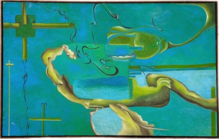 Large Middle Eastern Orientalist Abstract Painting, Signed