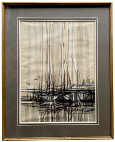 JAMES GROODY American School Modernist Harbor Scene