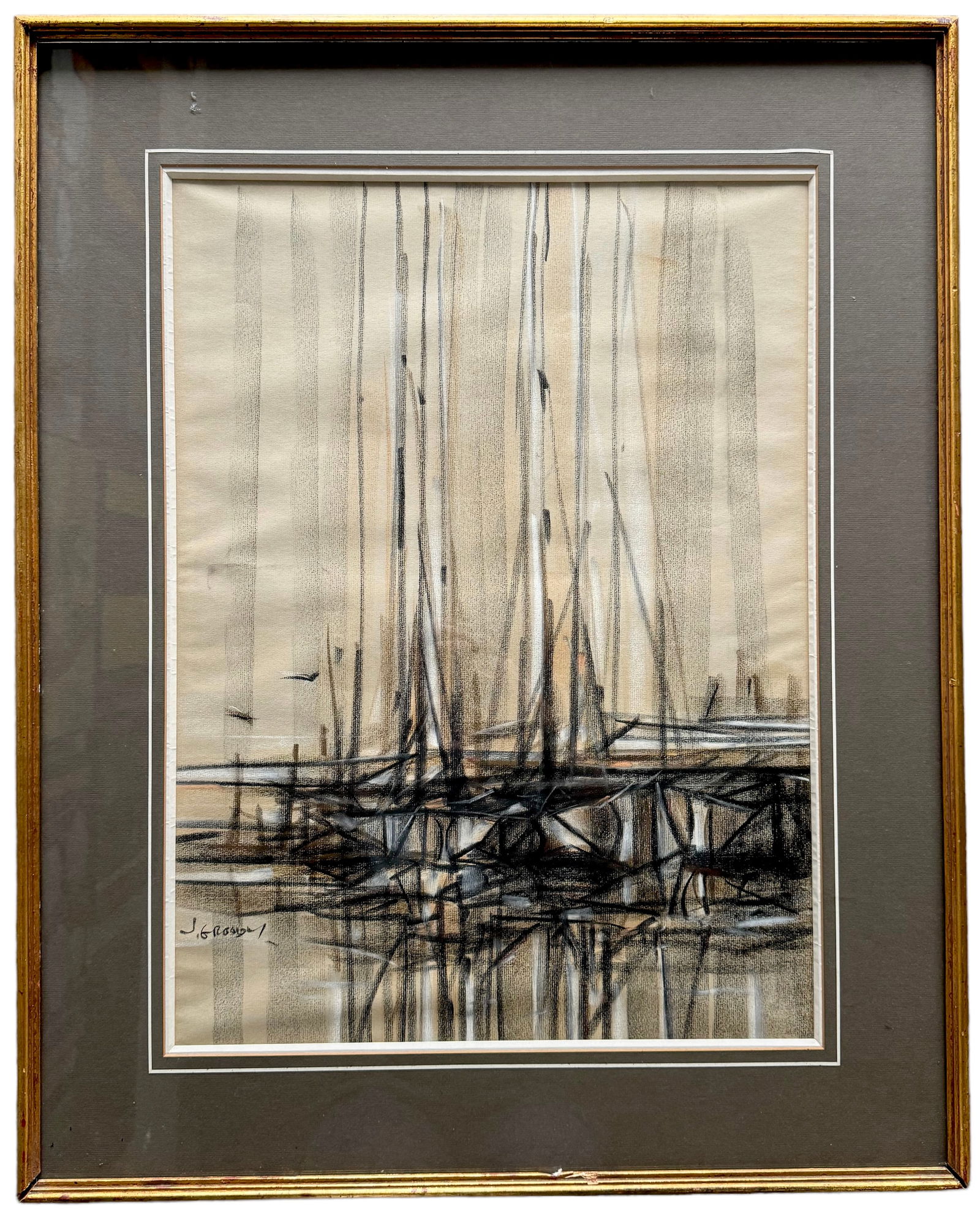 JAMES GROODY American School Modernist Harbor Scene (1 of 4)