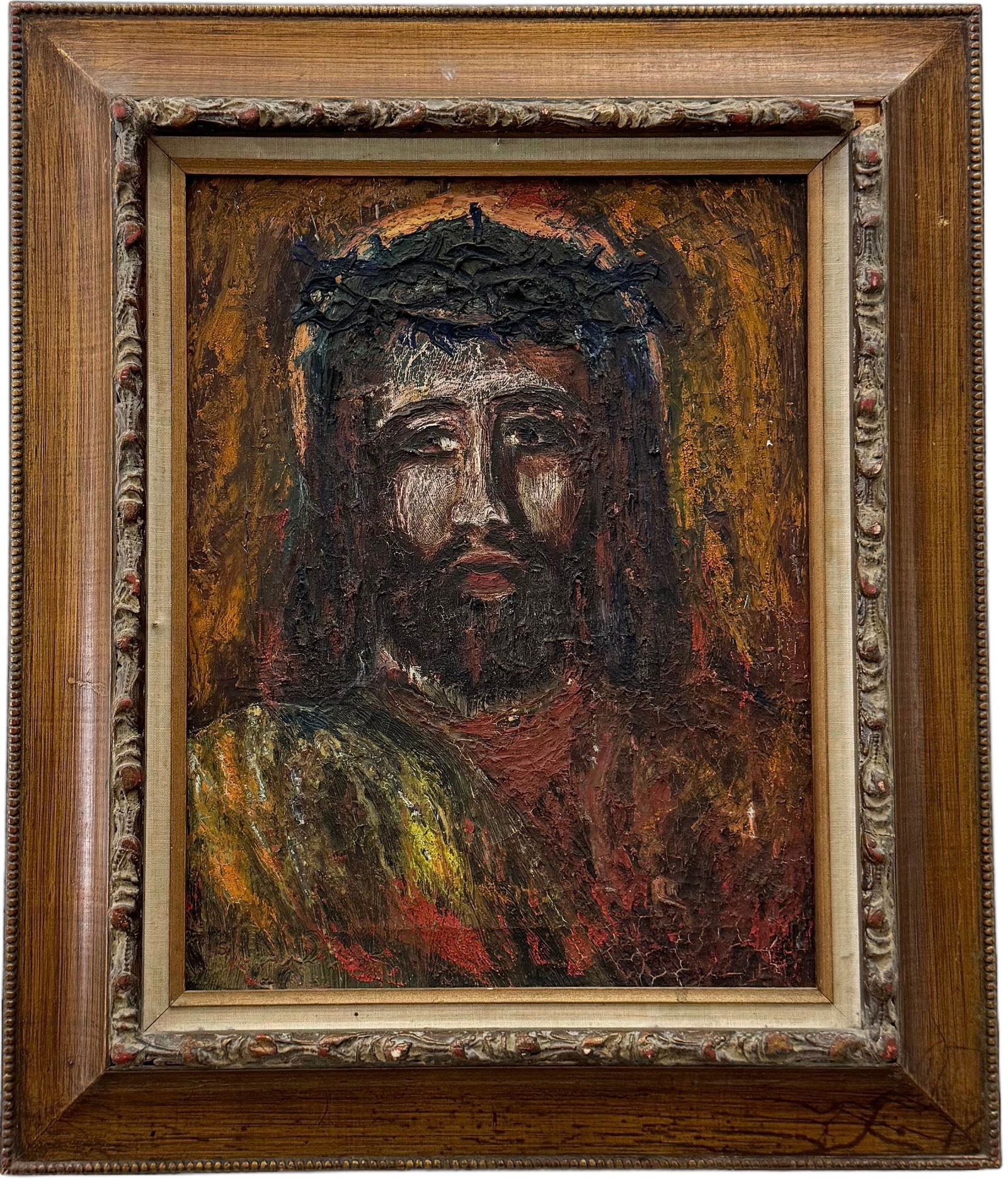 Mid-Century Modern Portrait Of Jesus Christ, Signed & Dated 1960, Heavy Impasto (1 of 4)