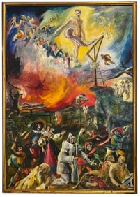 Mid-Century Surrealist Abstract Painting Signed Guggenheim, NYC Estate