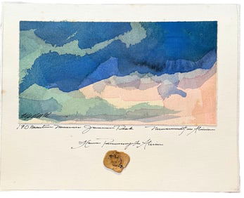 Interesting American Modernist Watercolor Abstract Signed w/ Wax Seal