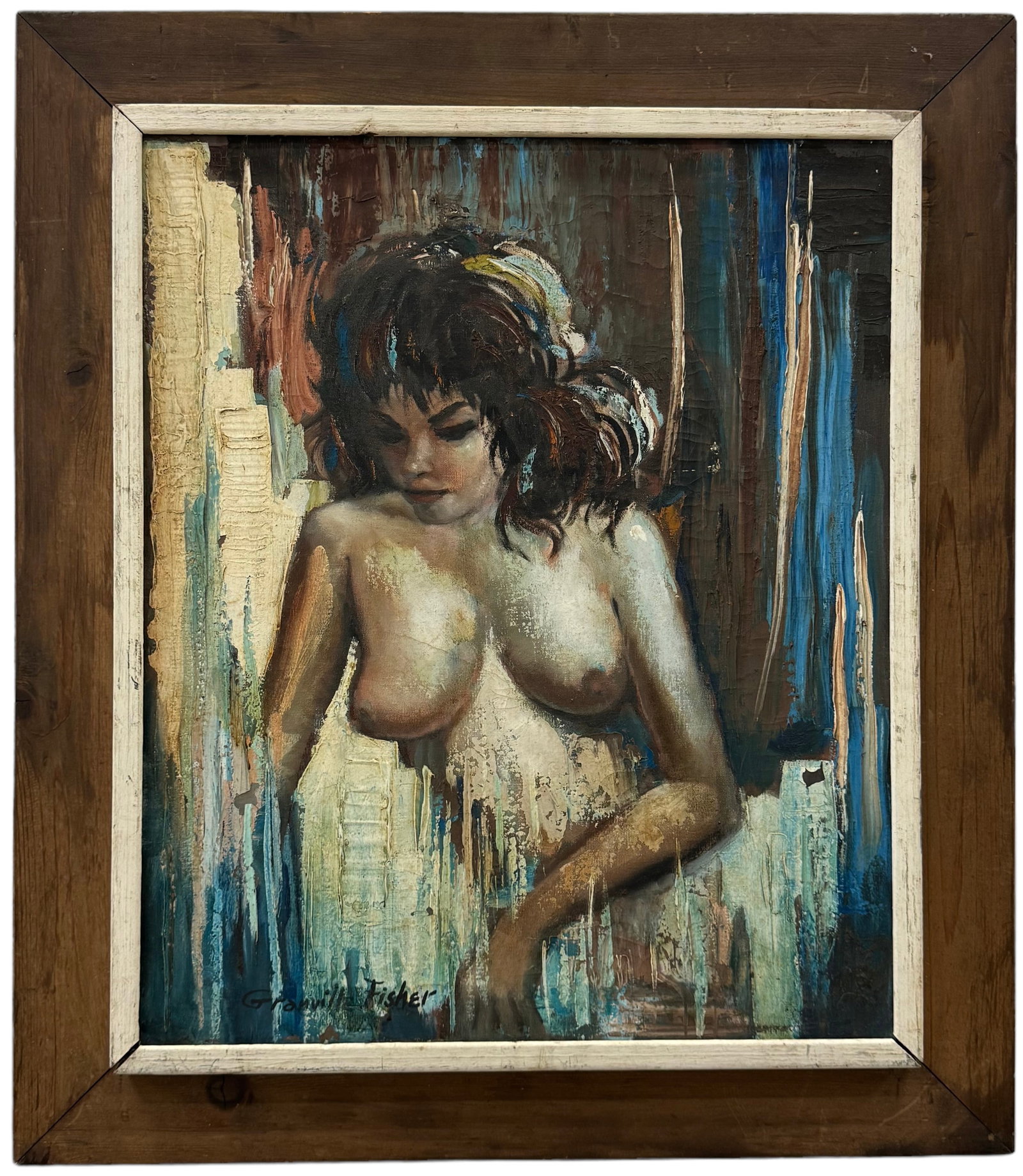 GRANVILLE FISHER (1906-1988, American) Nude, Florida Artist: Oil on canvas 24 x 20 in, 31 x 27 in (framed)