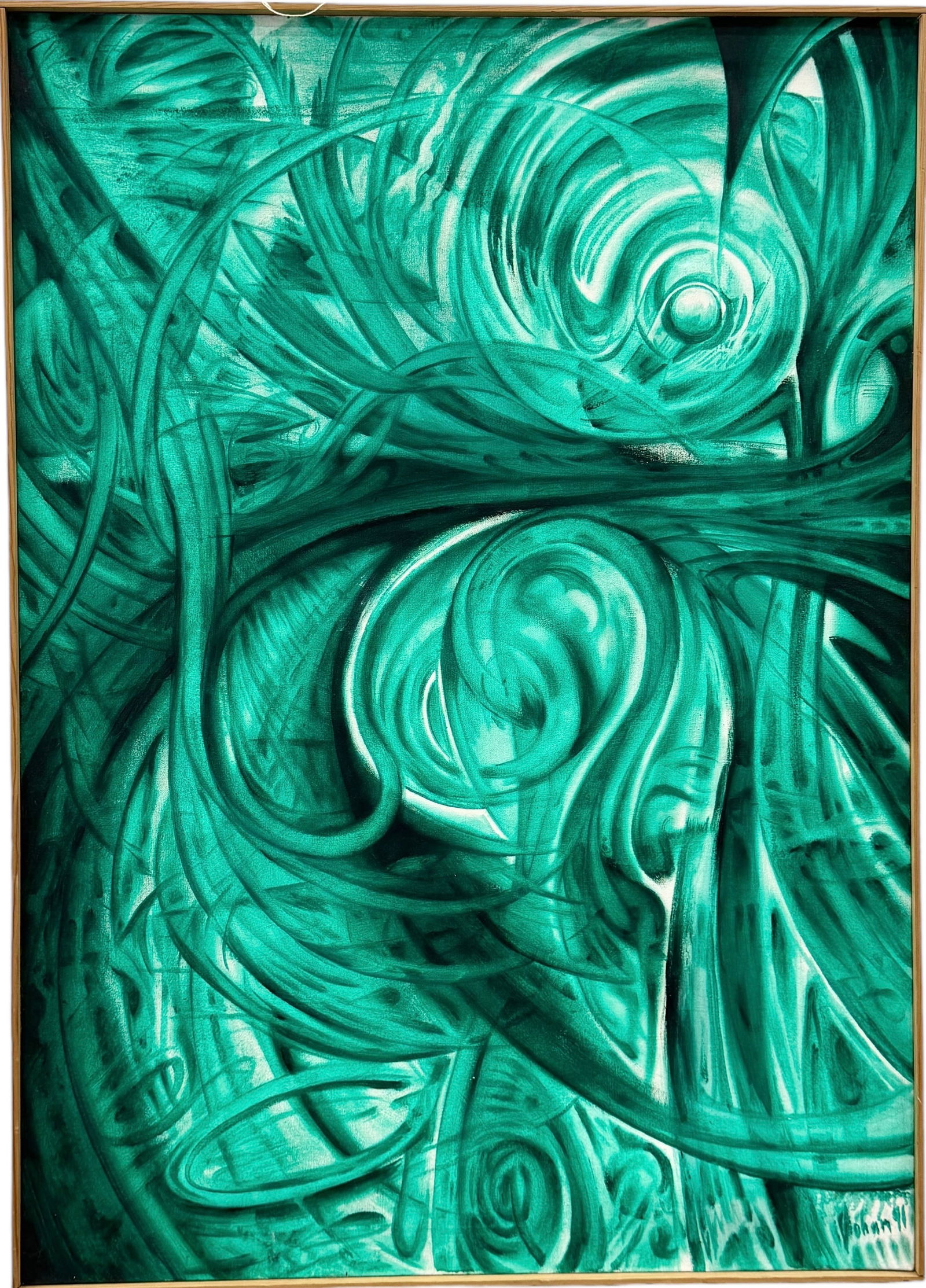 Large American School Constructivist Bust Abstract Painting, Signed (1 of 4)