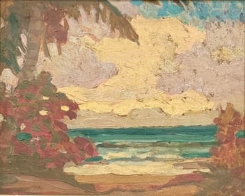 HENRY SALEM HUBBELL Important American Impressionist Florida Scene Of Miami Beach