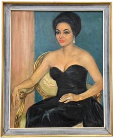 Vintage Art Deco Palm Beach Portrait Of An Elegant Woman