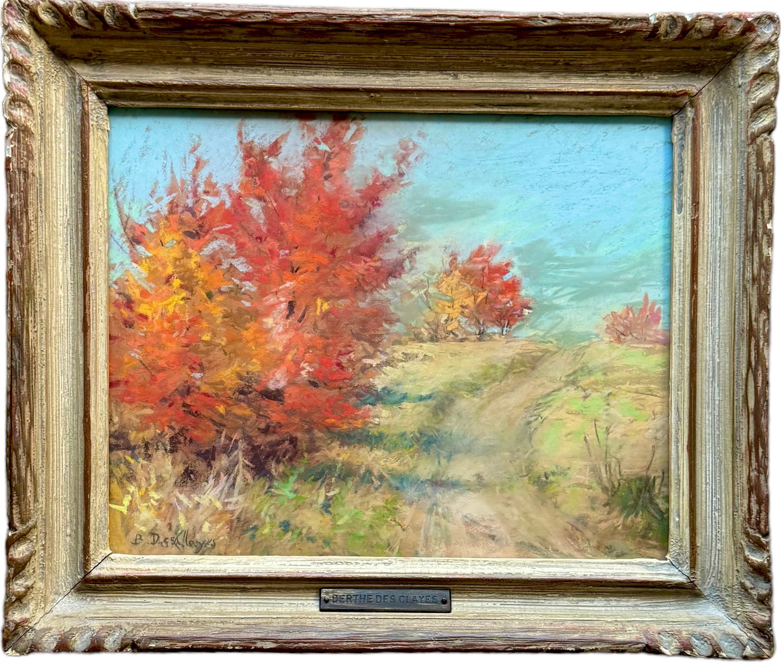 BERTHA DES CLAYES (1877-1968, Canadian) Road Over The Hill, Gallery Label: Pastel 13 x 11 in (framed). Born: Aberdeen, Scotland, 1877 Died: Devon, England, 1968