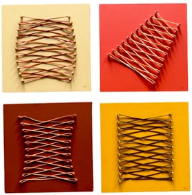 Set Of 4 Contemporary Minimalist Mixed Media Wall Panels, Signed