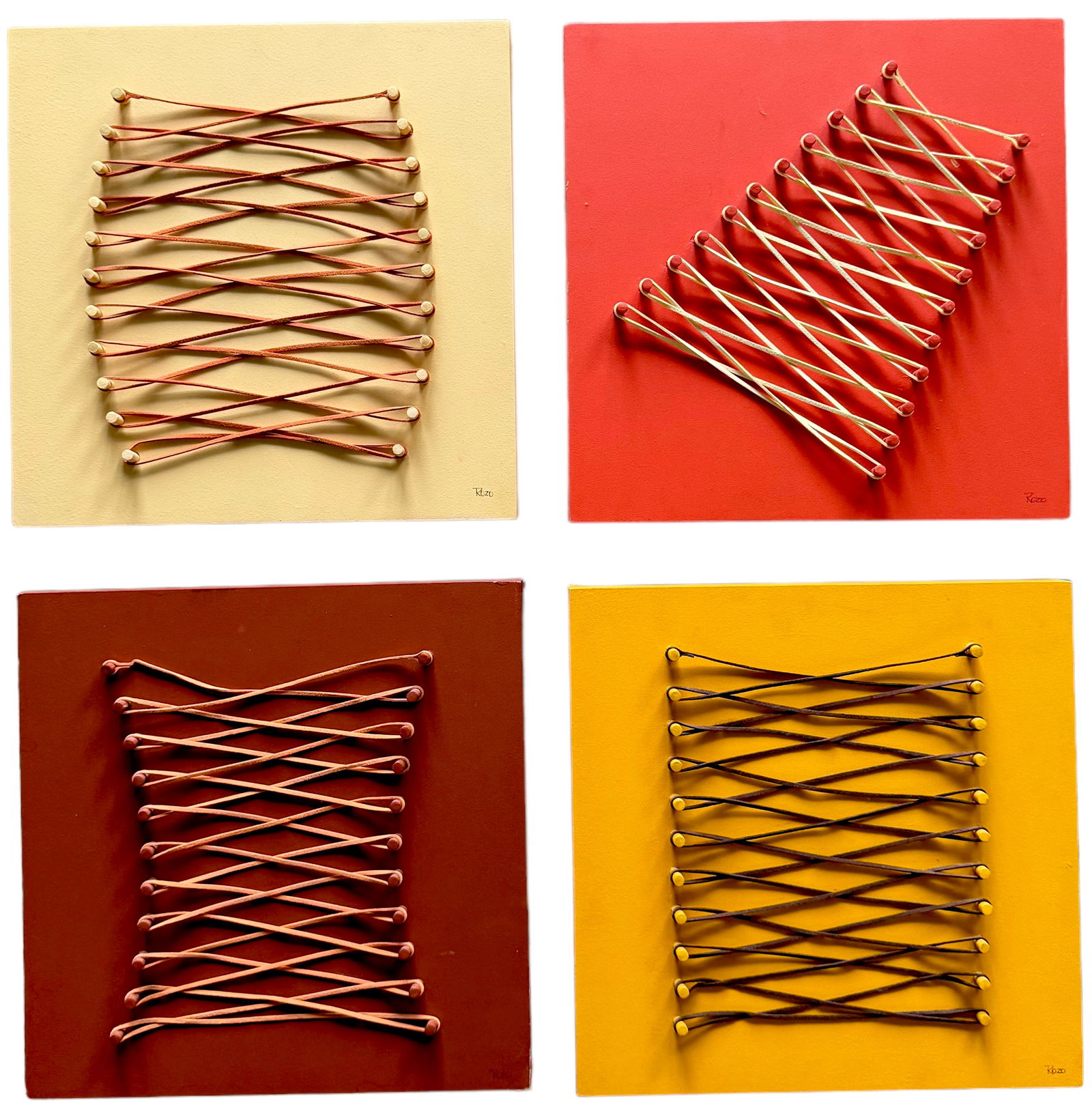 Set Of 4 Contemporary Minimalist Mixed Media Wall Panels, Signed (1 of 3)