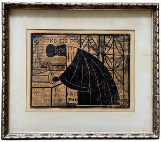Mid-Century Modern Woodblock By Henry Newman, Philadelphia Artist