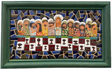 Vintage African School Framed Tile Mosaic