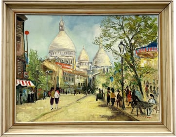 Vintage French School Impressionist Paris Street Scene, Montmartre, Signed