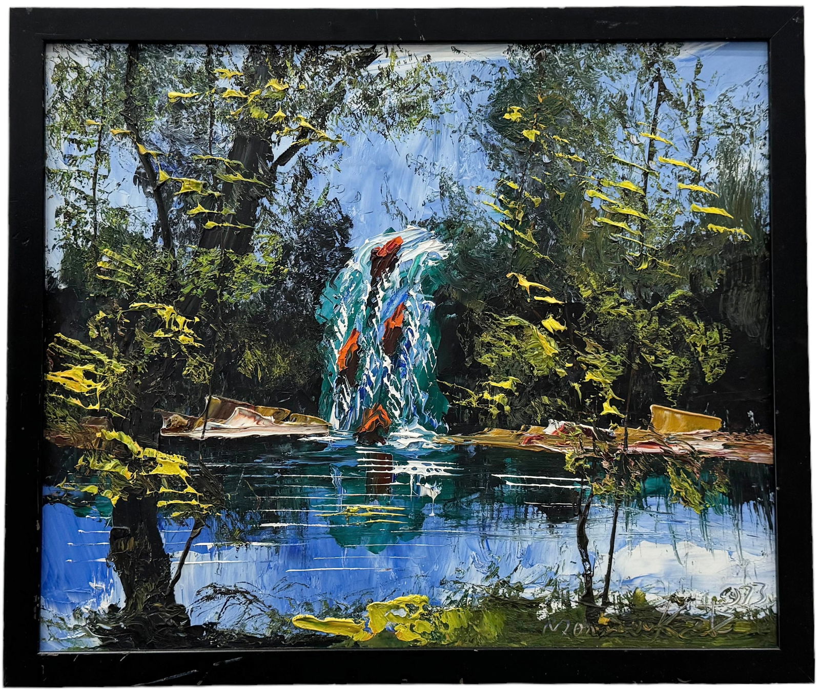 MORRIS KATZ (1931-2010, New York)  Landscape With Waterfall (1 of 3)