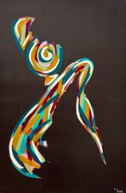 Contemporary American School Minimalist Abstract Painting Signed Lex