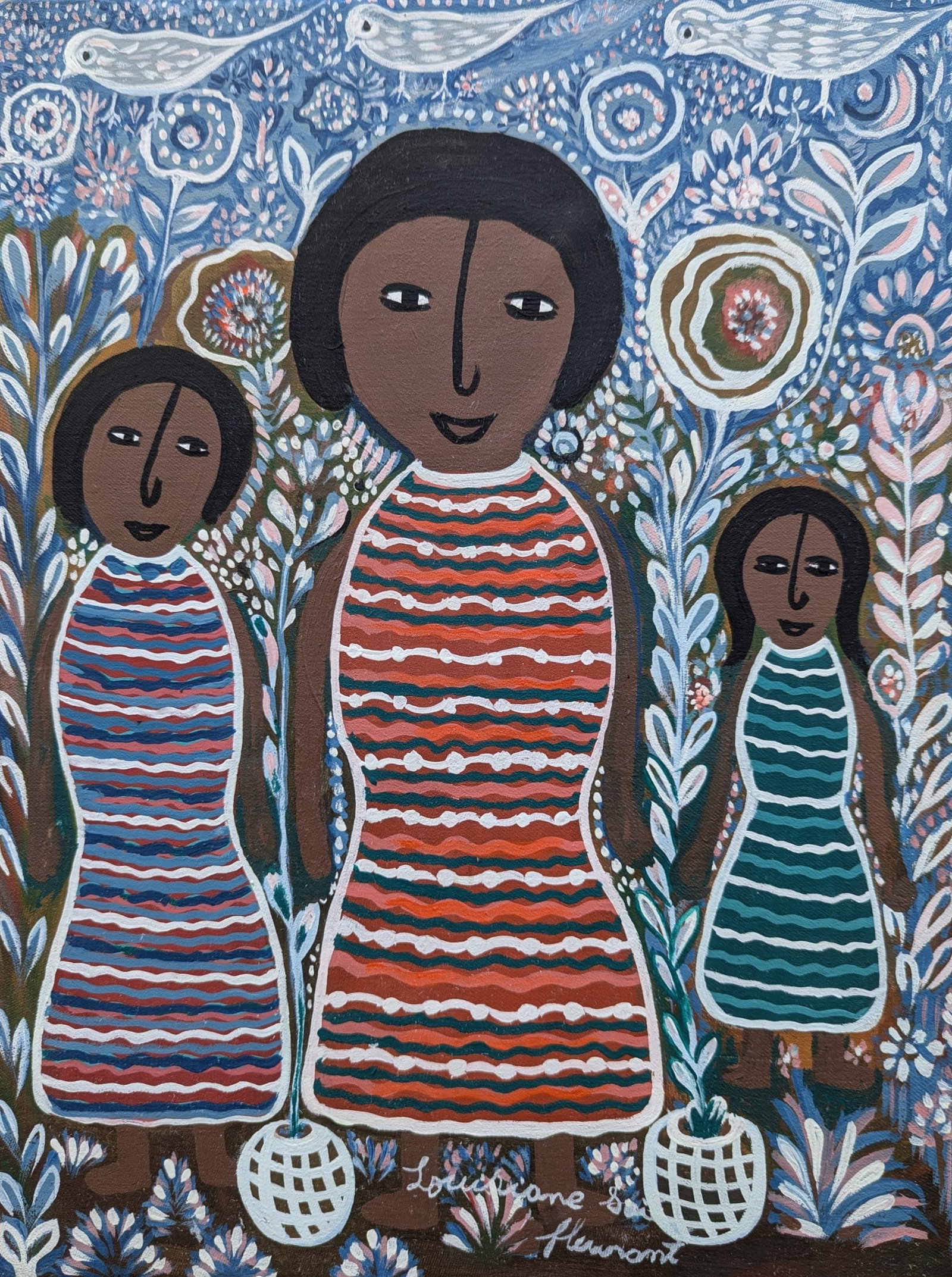 LOUISIANE SAINT FLEURANT (1924-2005, Haitian): Acrylic on canvas 12 x 16 in