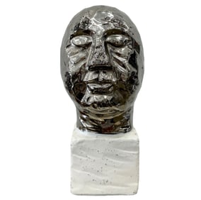 Vintage Modernist Polychromed Figural Bust Ceramic Sculpture