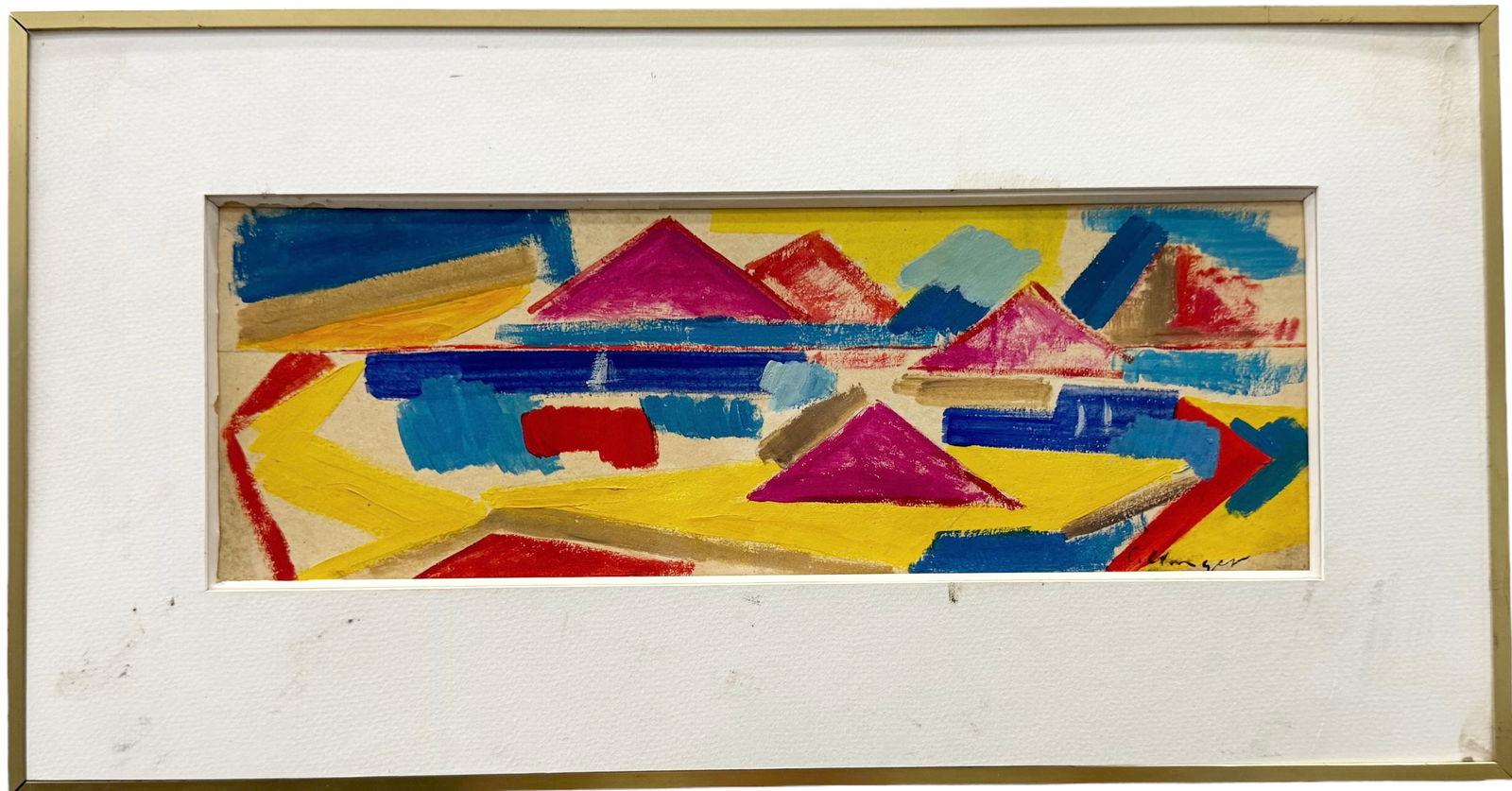 European School Modernist Abstract With Houses Attributed to Carl Unger (1 of 3)