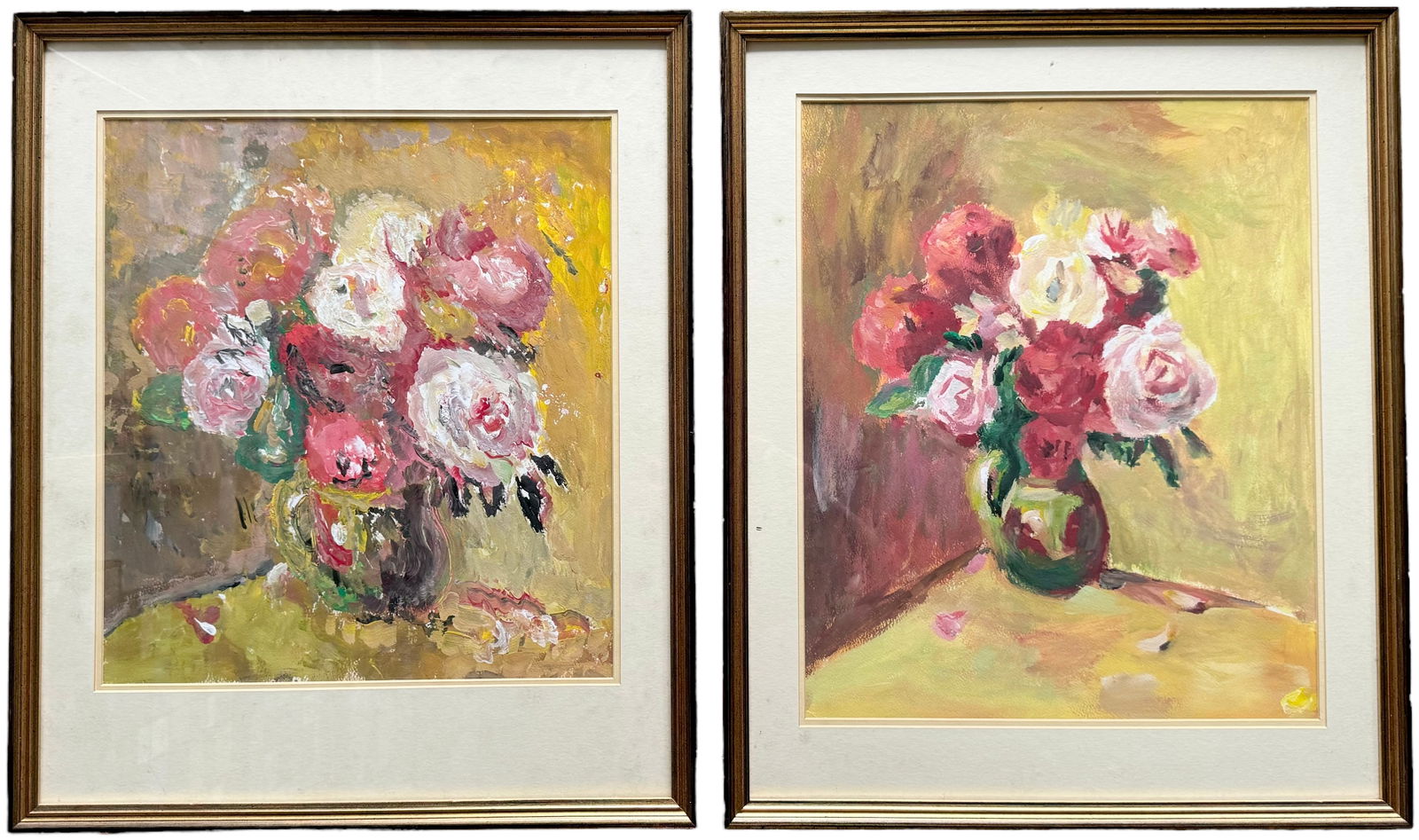 Pair Of Vintage Floral American Impressionist Still Life Paintings, Unsigned (1 of 2)