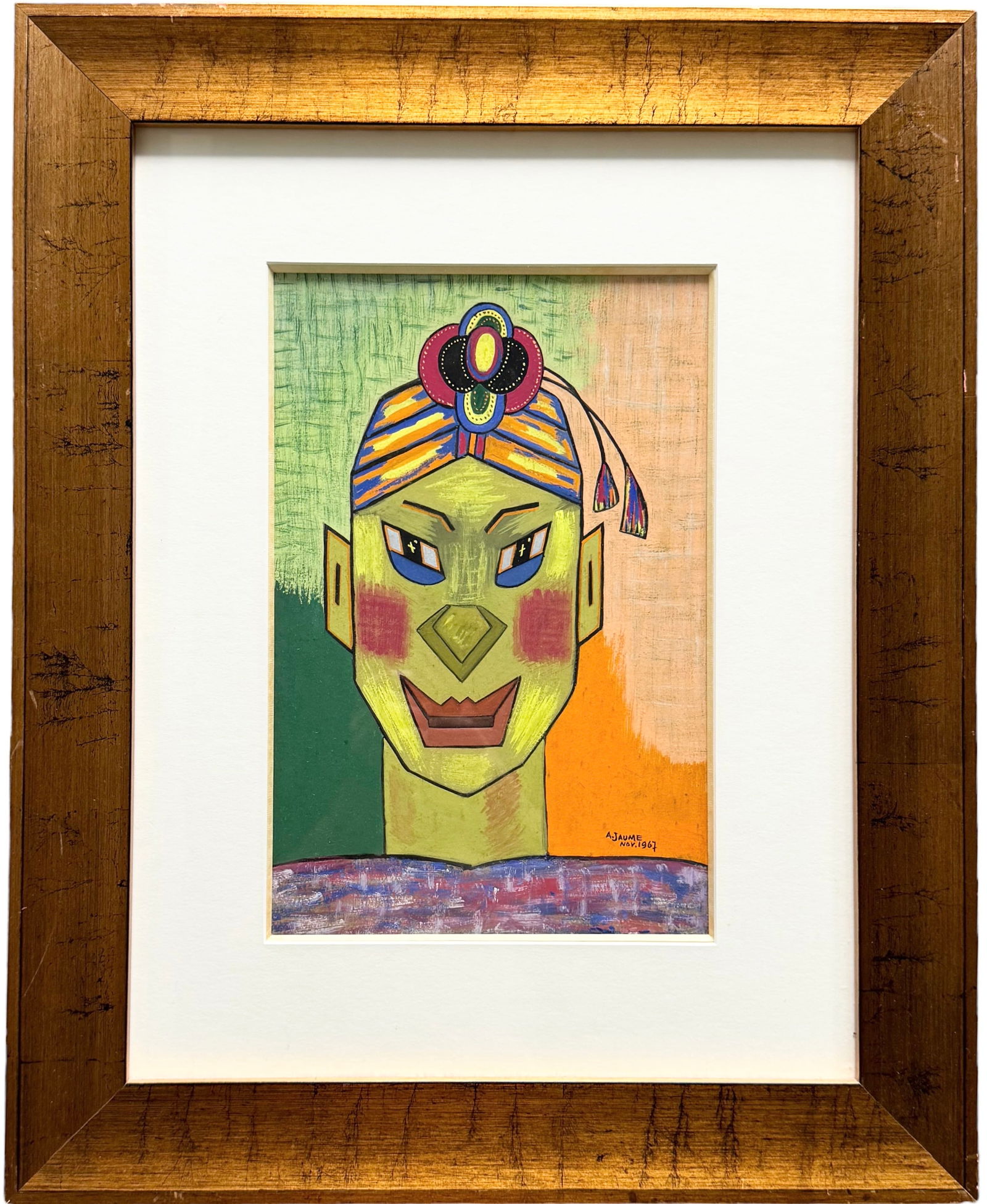 Mid-Century Spanish School Modernist Portrait, Signed (1 of 3)