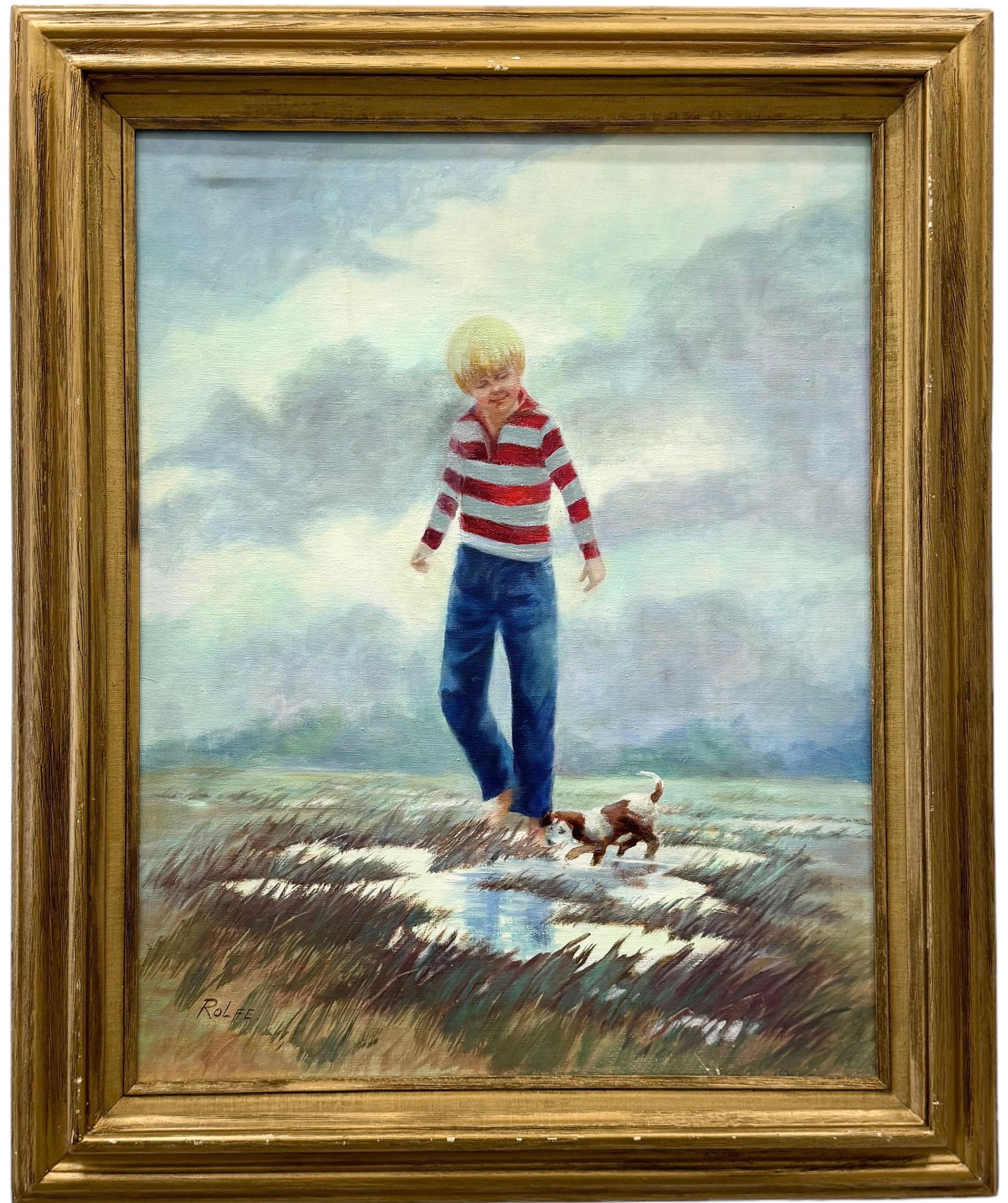 PETER ROLFE (b. 1942, Maine) Boy & His Dog In Landscape (1 of 3)