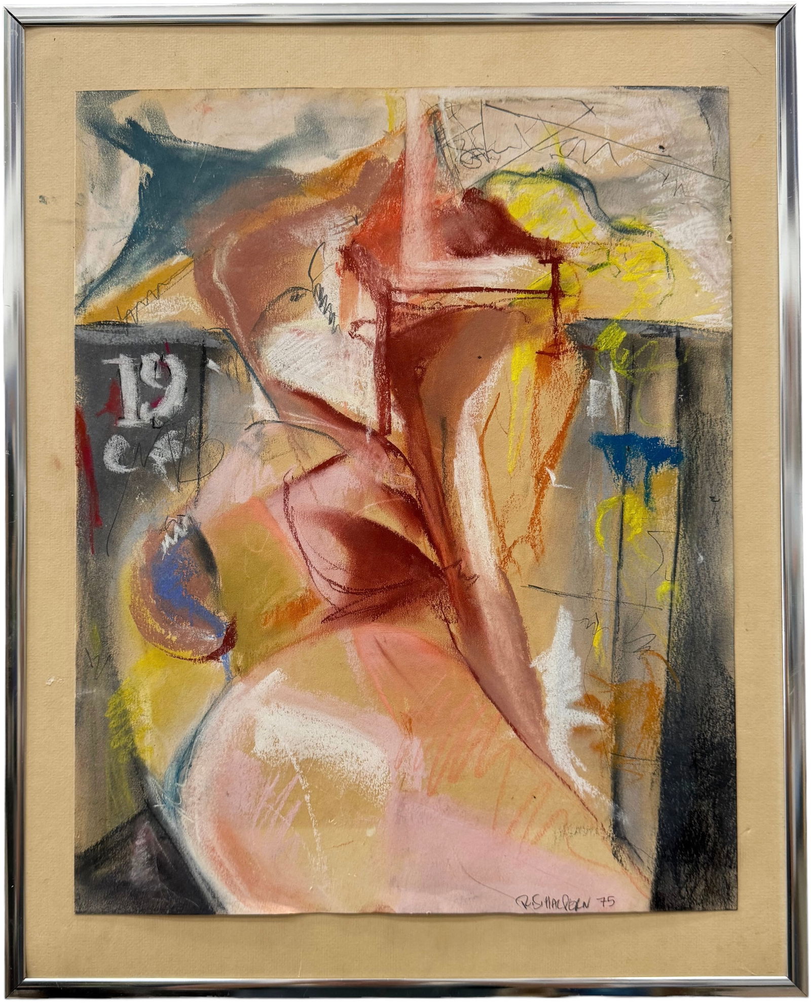 1970's American School Cubist Abstract Pastel, Signed (1 of 3)