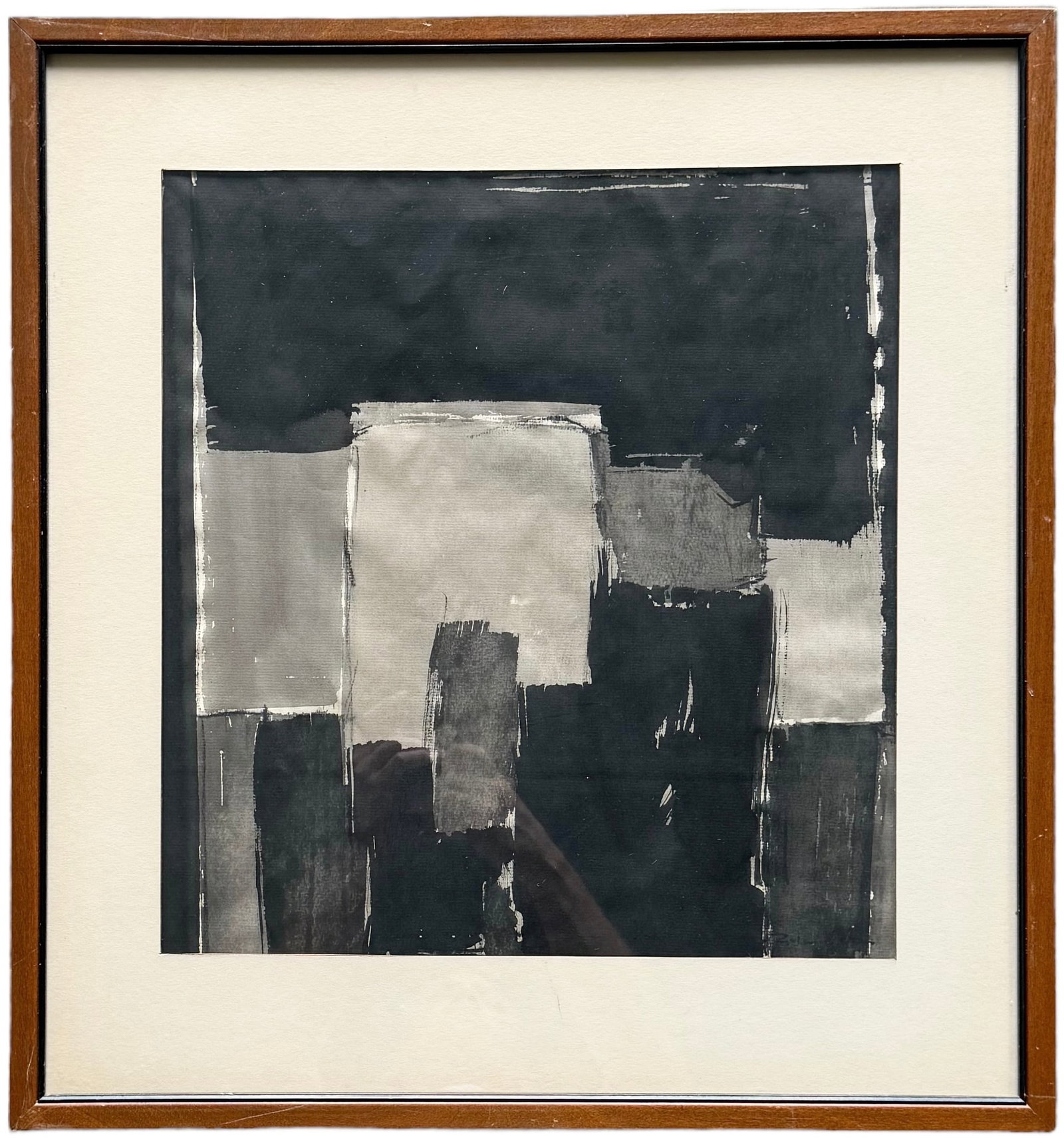 ROLAND WISE (1923-2005, American) Mid-Century Abstract, Buffalo NY Artist: Mixed media on paper 21 x 22 in (framed)