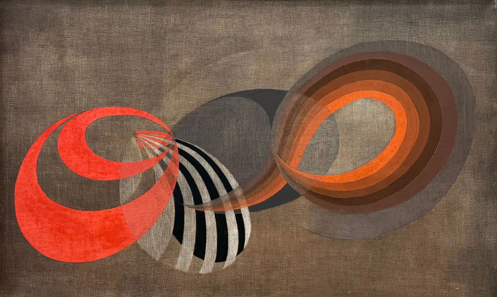 Mid-Century Modern European School Op Art Abstract Painting, Unsigned (1 of 4)