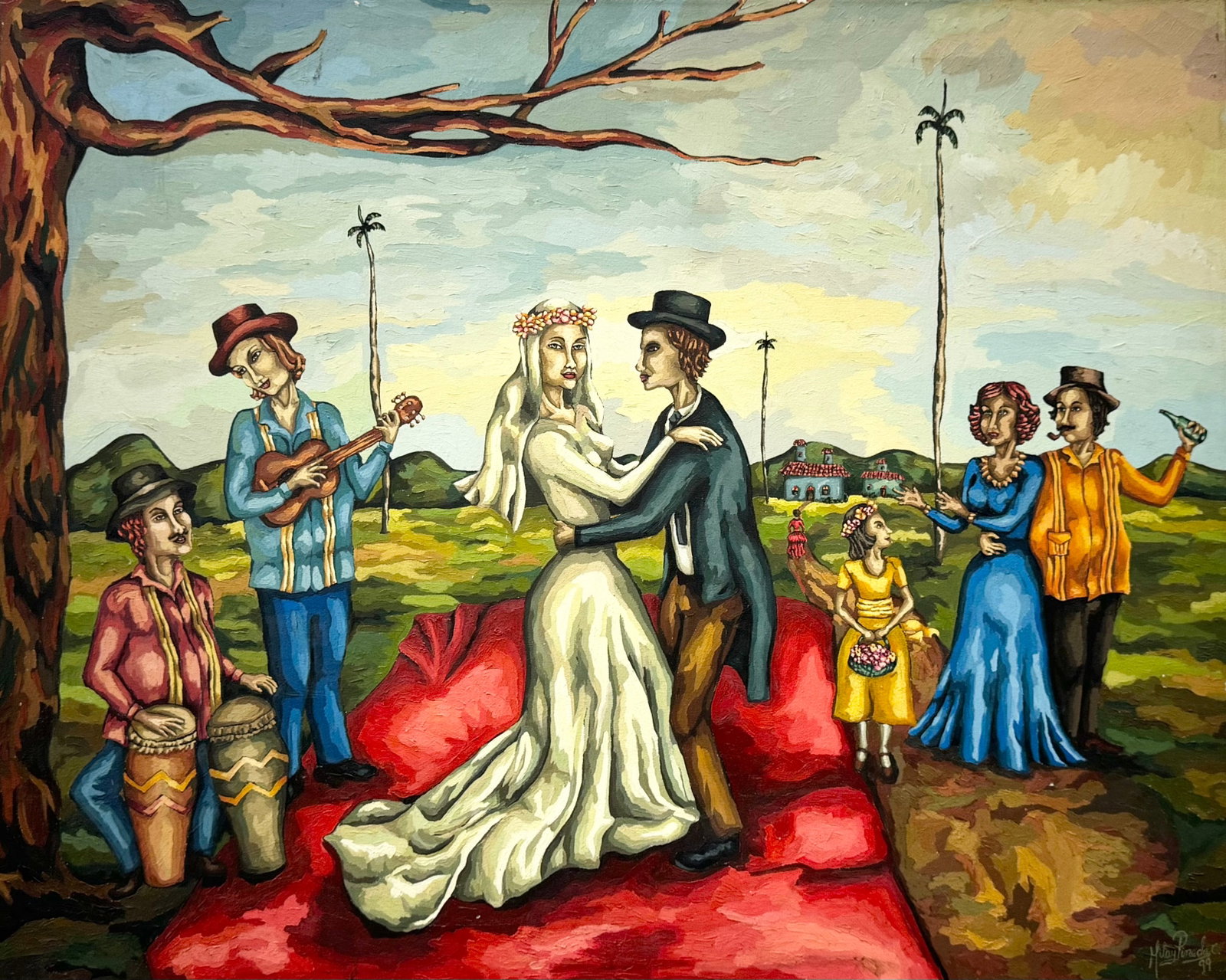 MILAY PINEDA (20th c, Dominican Republic): Oil on canvas 32 x 40 in