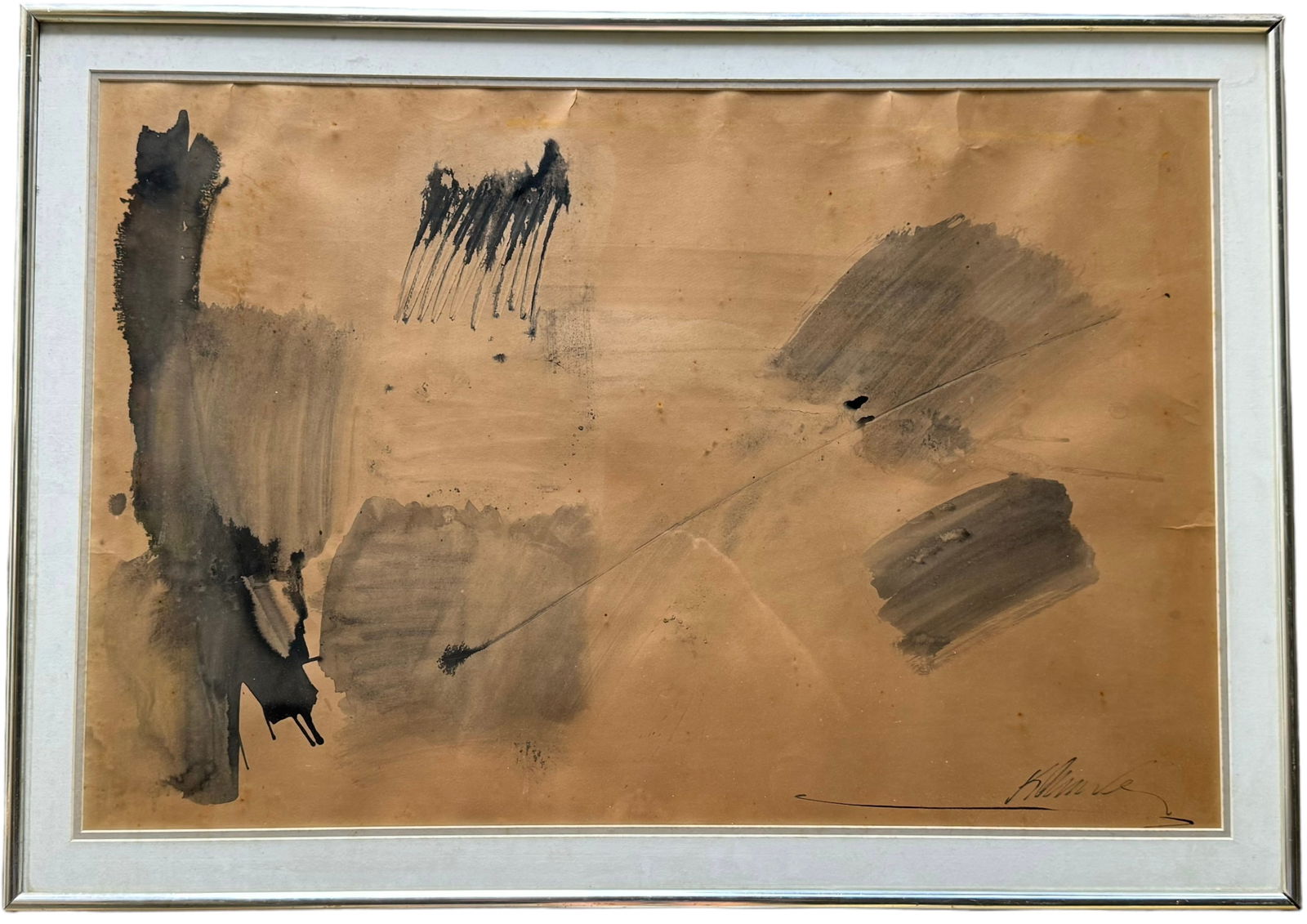 Mid-Century Modern Abstract Expressionist Painting Illegible Signature (1 of 3)