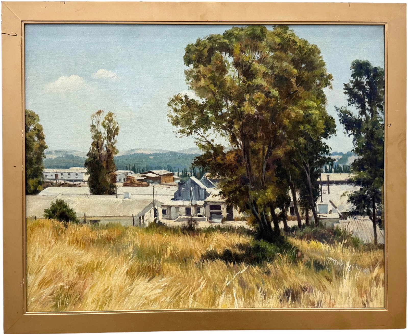 American School Impressionist Midwestern Landscape Painting, Unsigned: Oil on canvas 24 x 30 in, 27 x 33 in (framed)