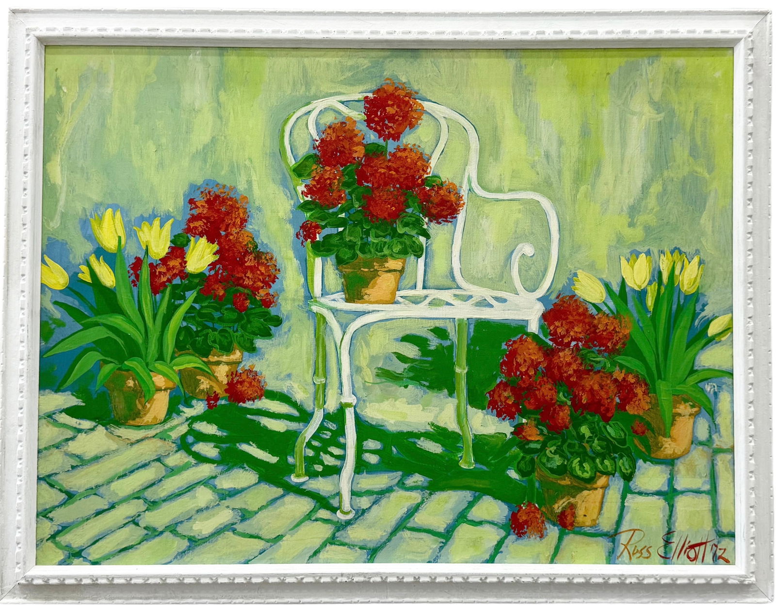 RUSS ELLIOTT (b.1932, American) Patio Landscape Of Flowers (1 of 4)