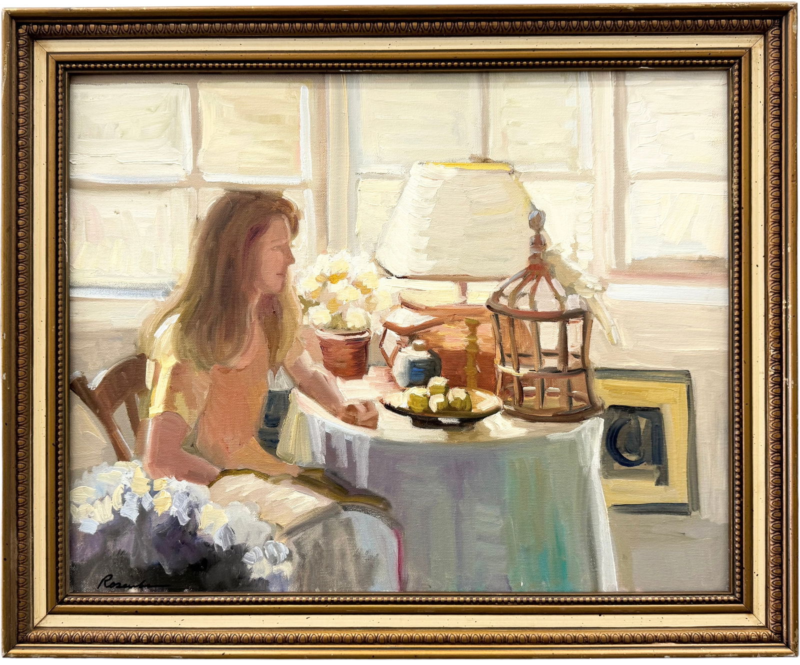 SALLY ROSENBAUM (20th c, American) Impressionist Interior Scene, California Artist (1 of 3)