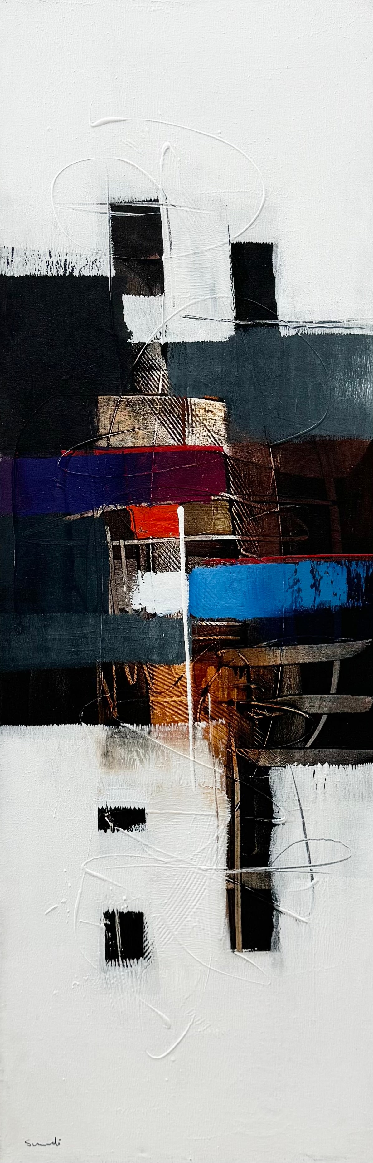 Contemporary Abstract Palette Knife Texturized Action Painting , Signed (1 of 4)