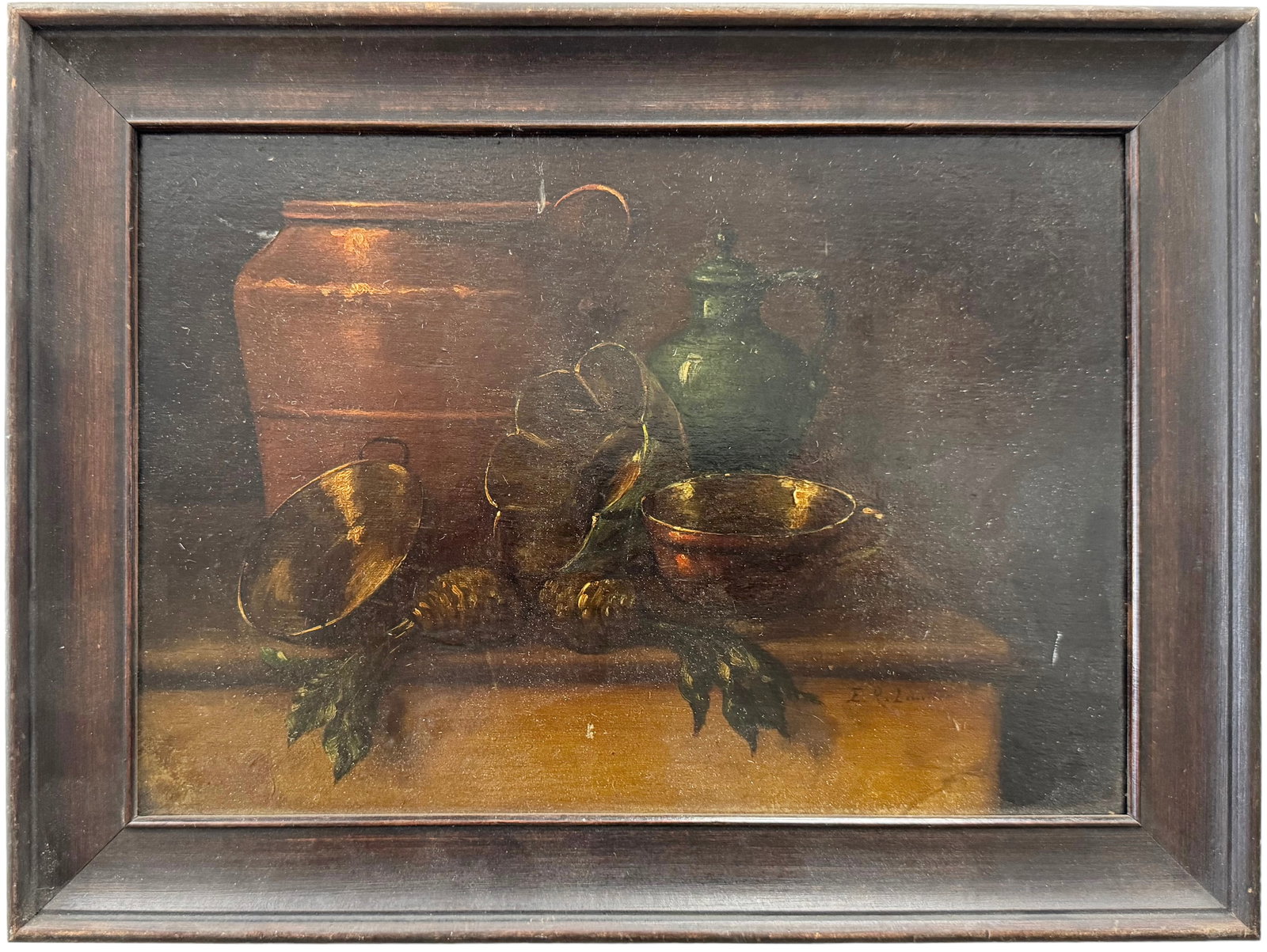 Antique American Impressionist Still Life, Signed: Oil on wood 13 x 10 in