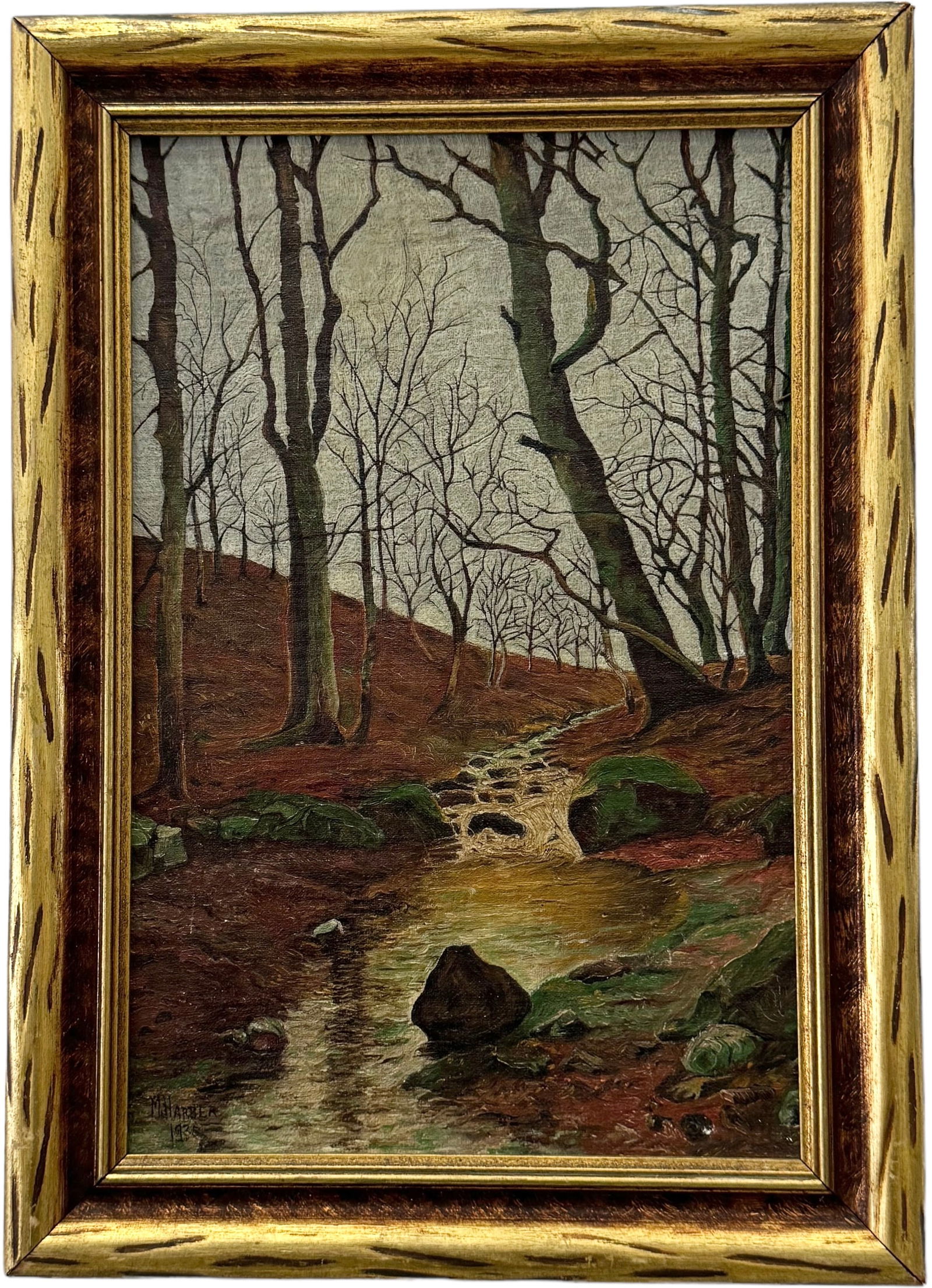 1930's American School Forest Landscape w/ Stream Signed & Dated (1 of 3)