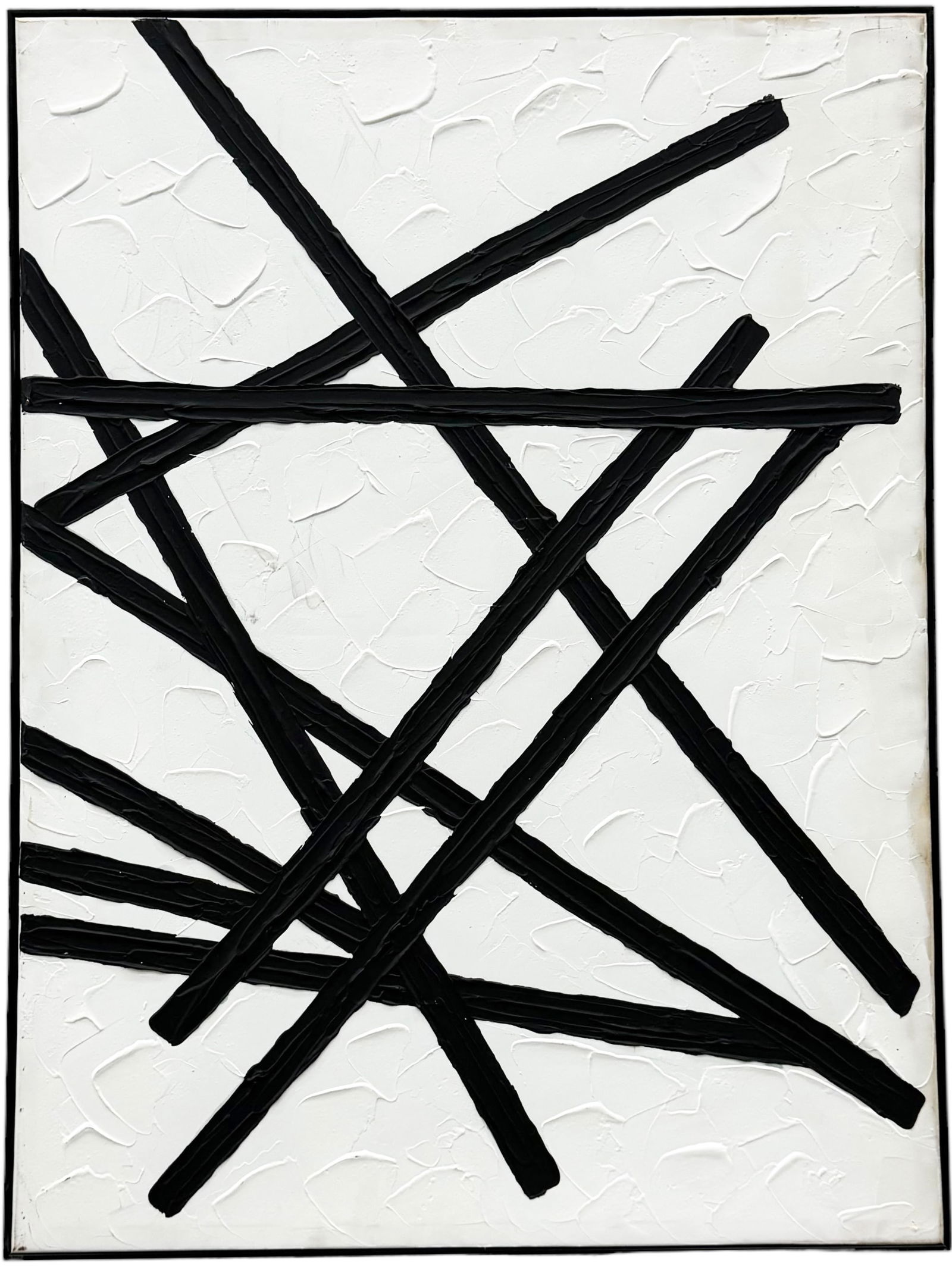 Minimalist Black & White Texturized Abstract Painting, Unsigned (1 of 2)