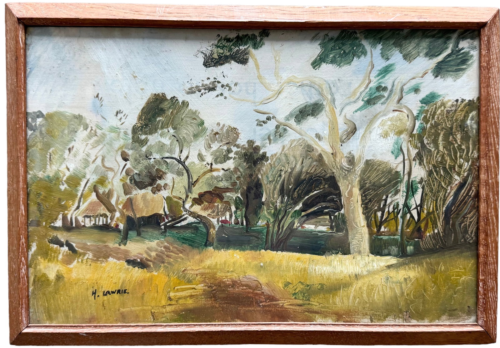 HAMISH LAWRIE (1919-1987, UK) Modernist Landscape: Oil 16.5 x 11.5 in (framed)