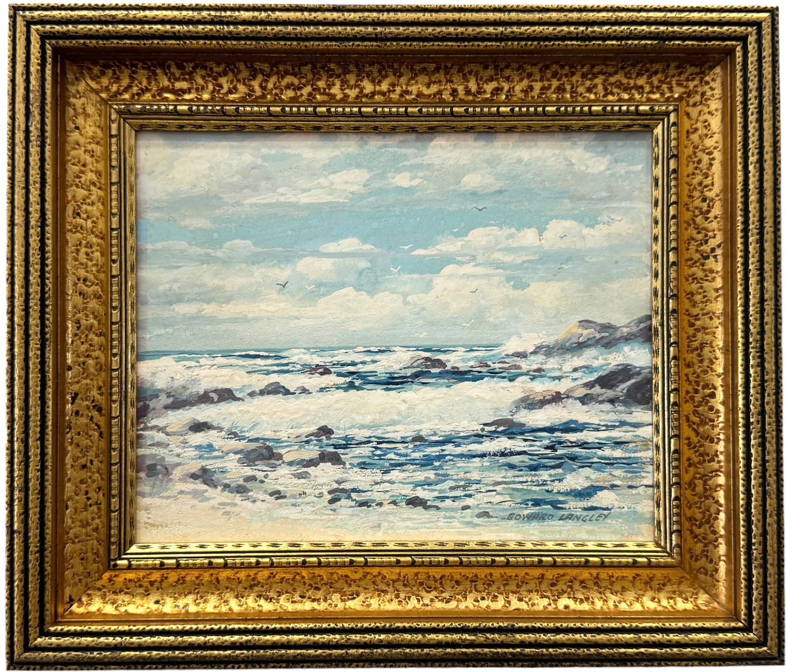 EDWARD LANGLEY (1870-1949, American) Waves Crashing, California Artist (1 of 3)