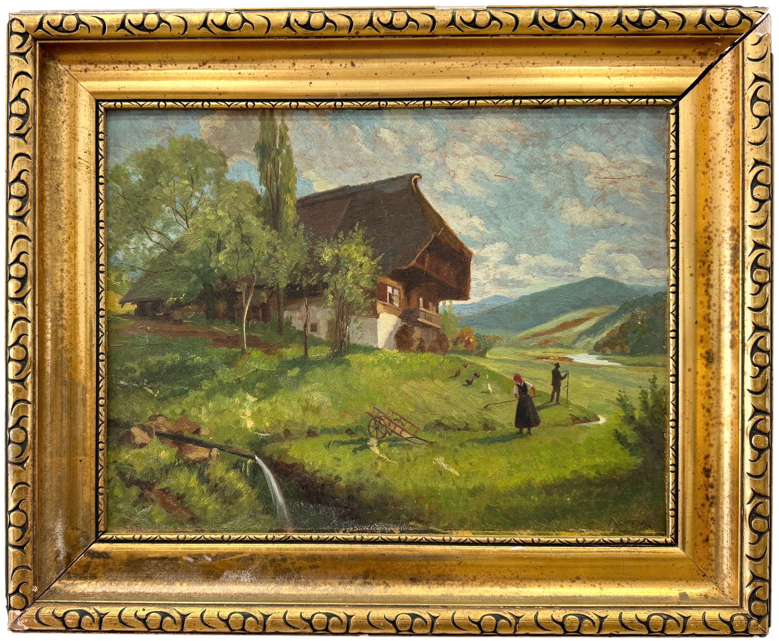 Antique German School Landscape Of The Alps, Signed (1 of 4)