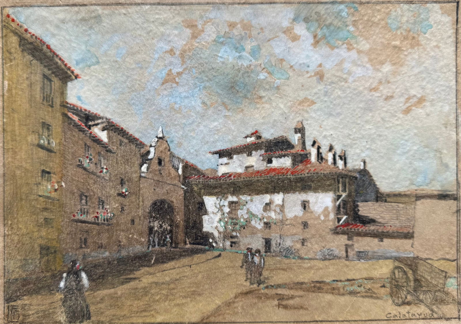 Spanish School Impressionist City Scene Of Zaragoza, Spain Signed Calatayud (1 of 4)