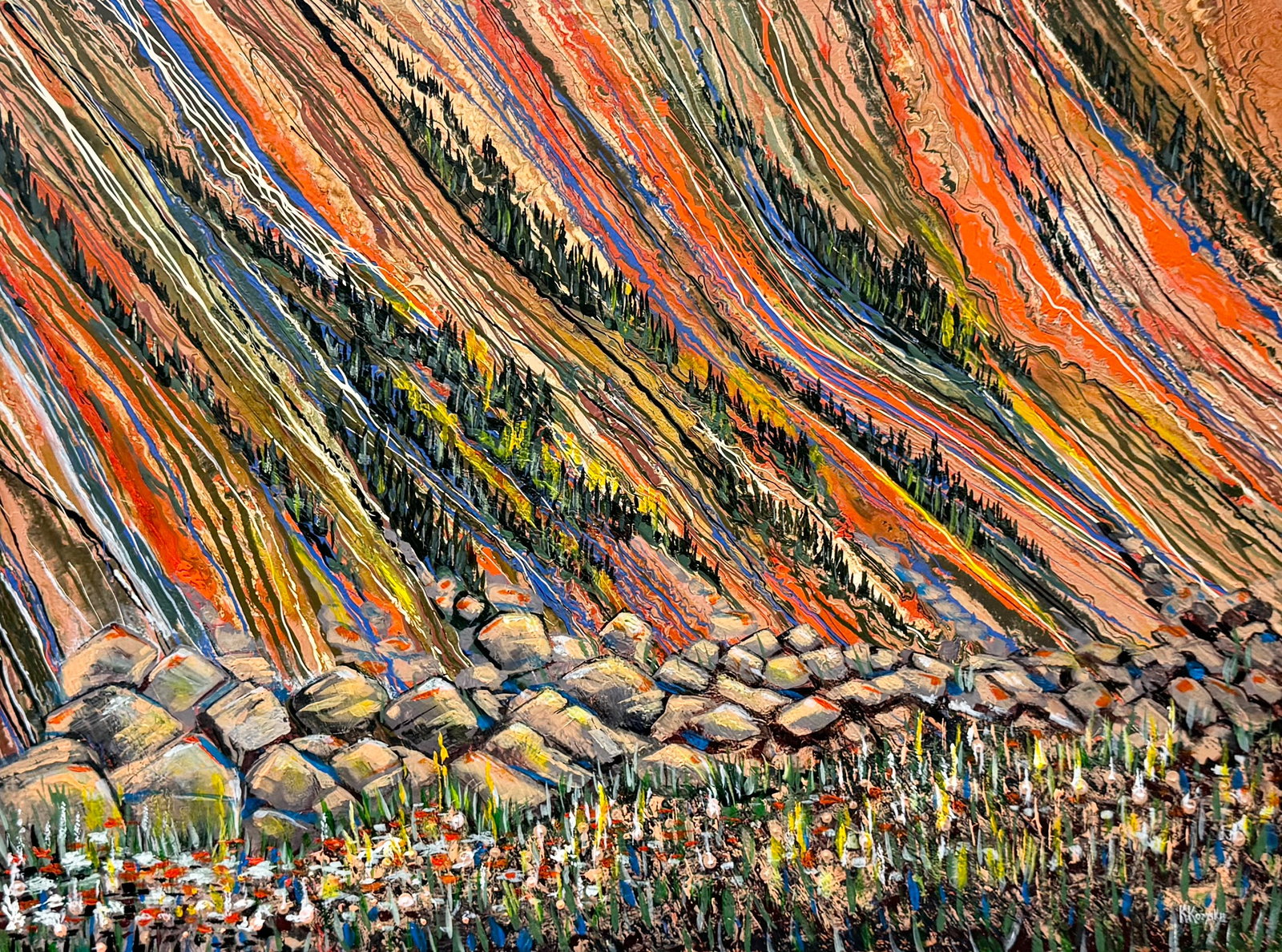 Khrystyna Kozyuk Contemporary Ukrainian Arizona Artist Large Southwest Landscape: Acrylic on canvas 48 x 36 in