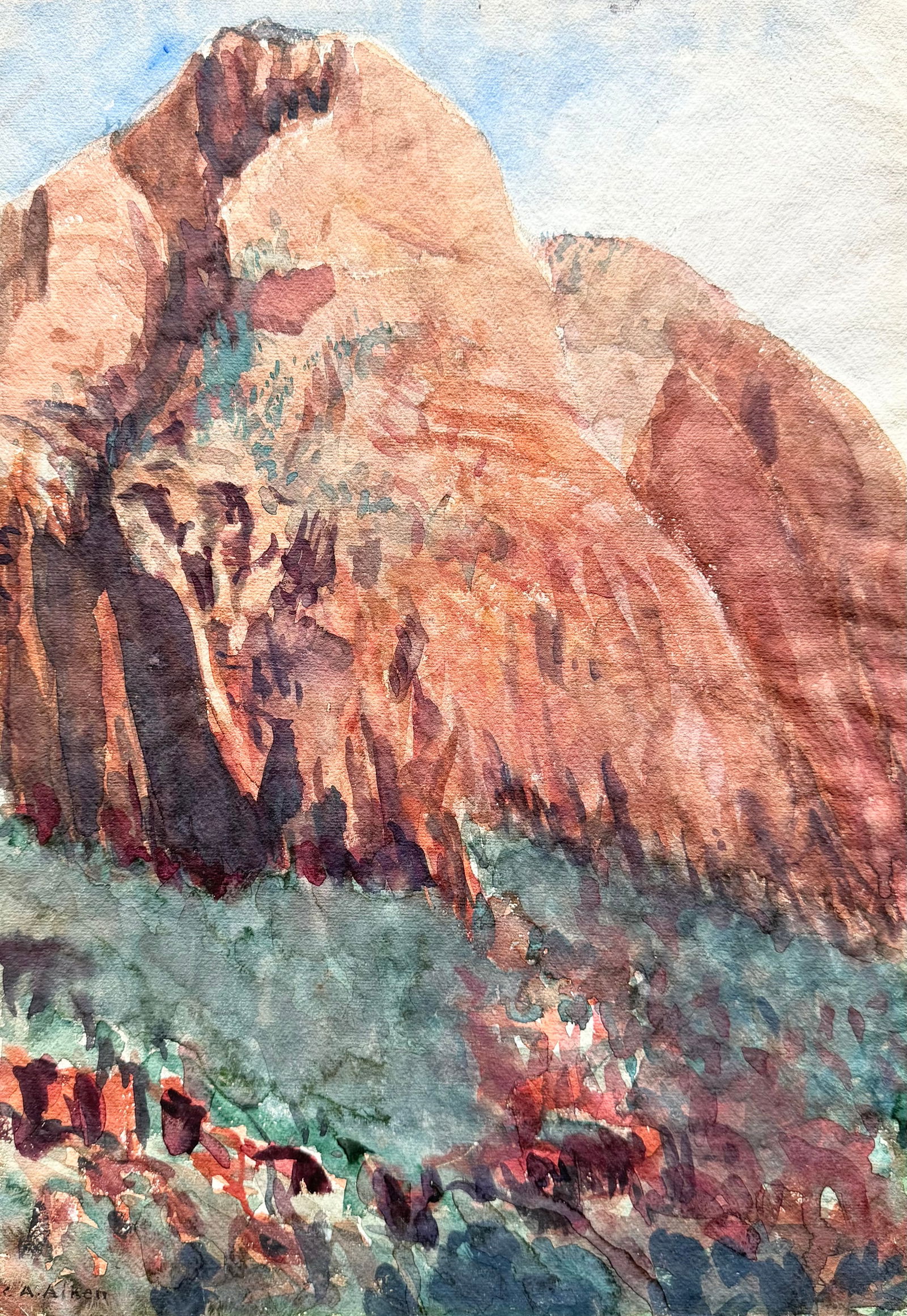 CHARLES AVERY AIKEN (1872-1965, American) Canyon Landscape: Watercolor on paper 20 x 14 in