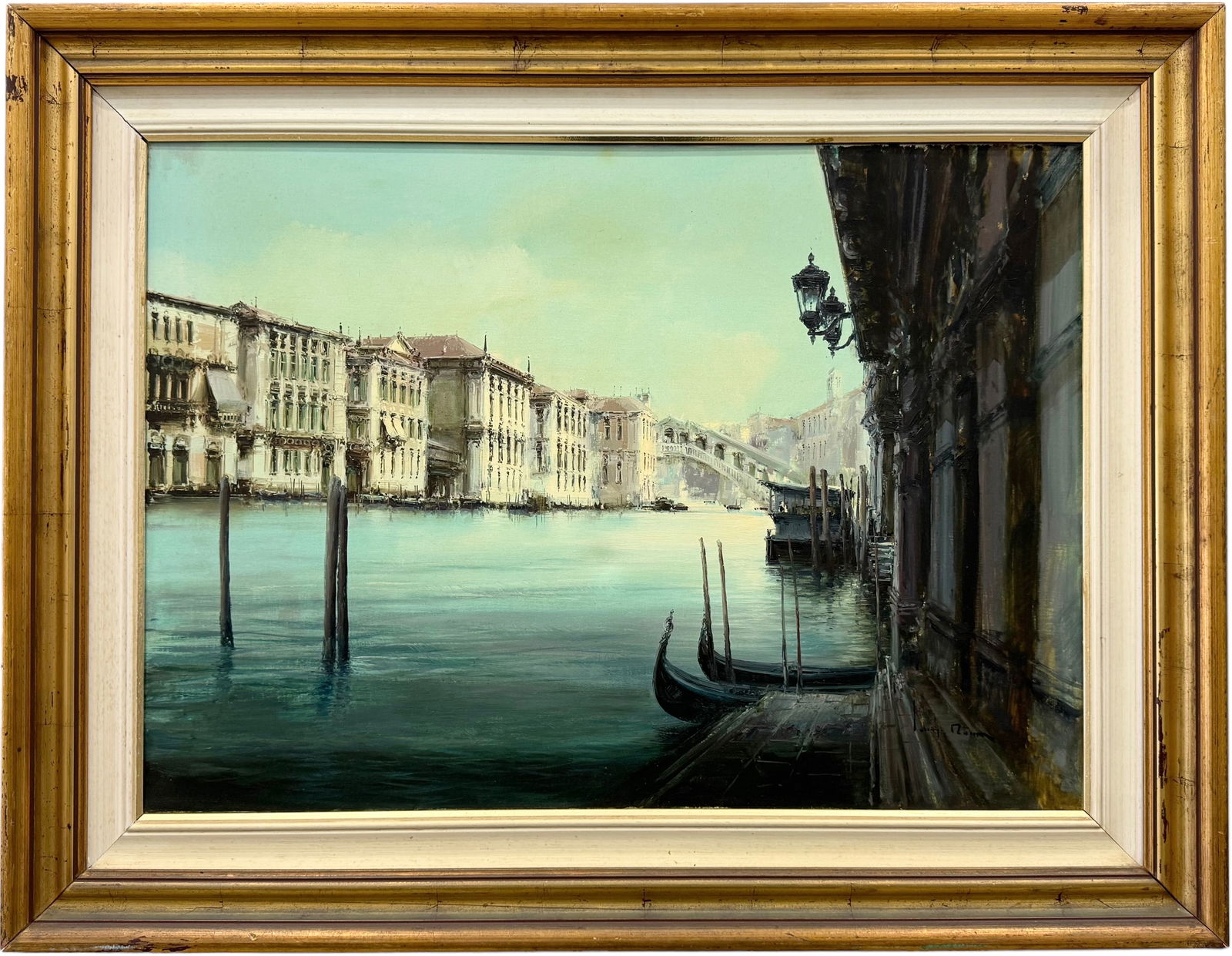 Italian School Impressionist Venetian Canal Scene, Signed, Label On Back (1 of 3)