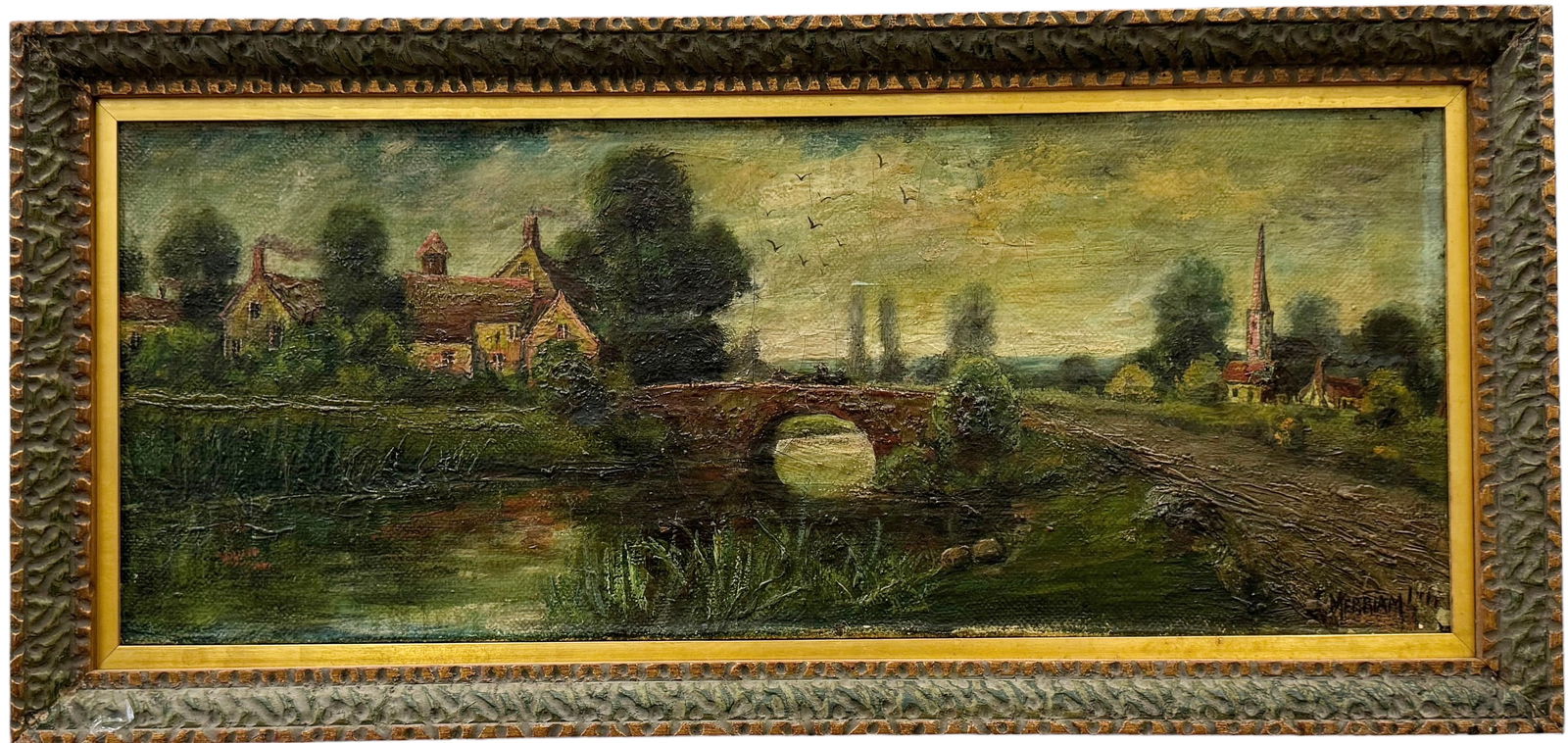 Antique European School Village Landscape, Signed (1 of 3)