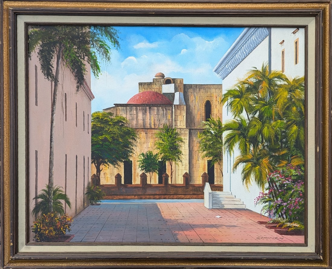 Gamalier Cueto (20th c, Dominican Republic): Acrylic on canvas 28 x 24 in