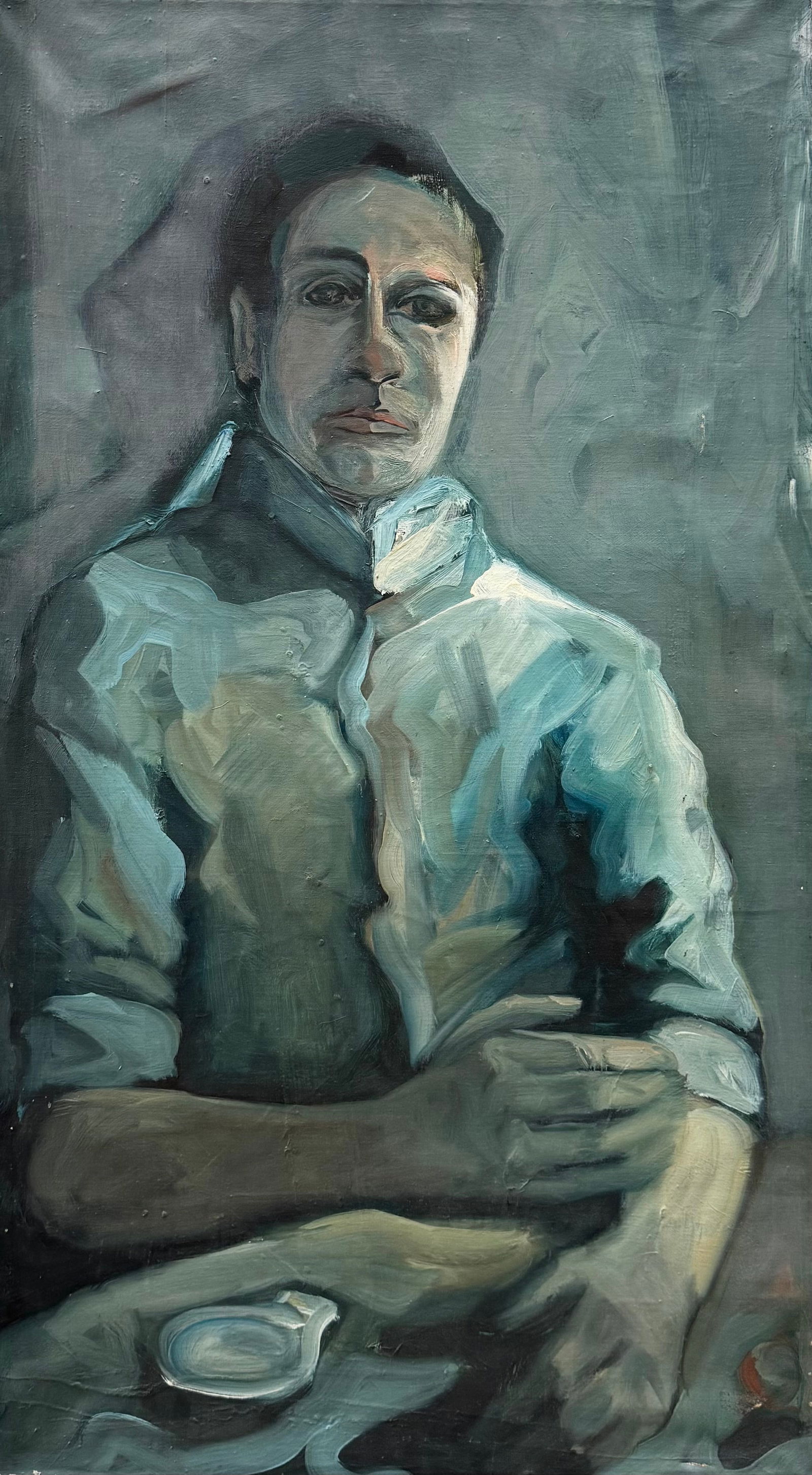 Large 1970's American School Painterly Portrait Of A Man Signed Verso (1 of 2)