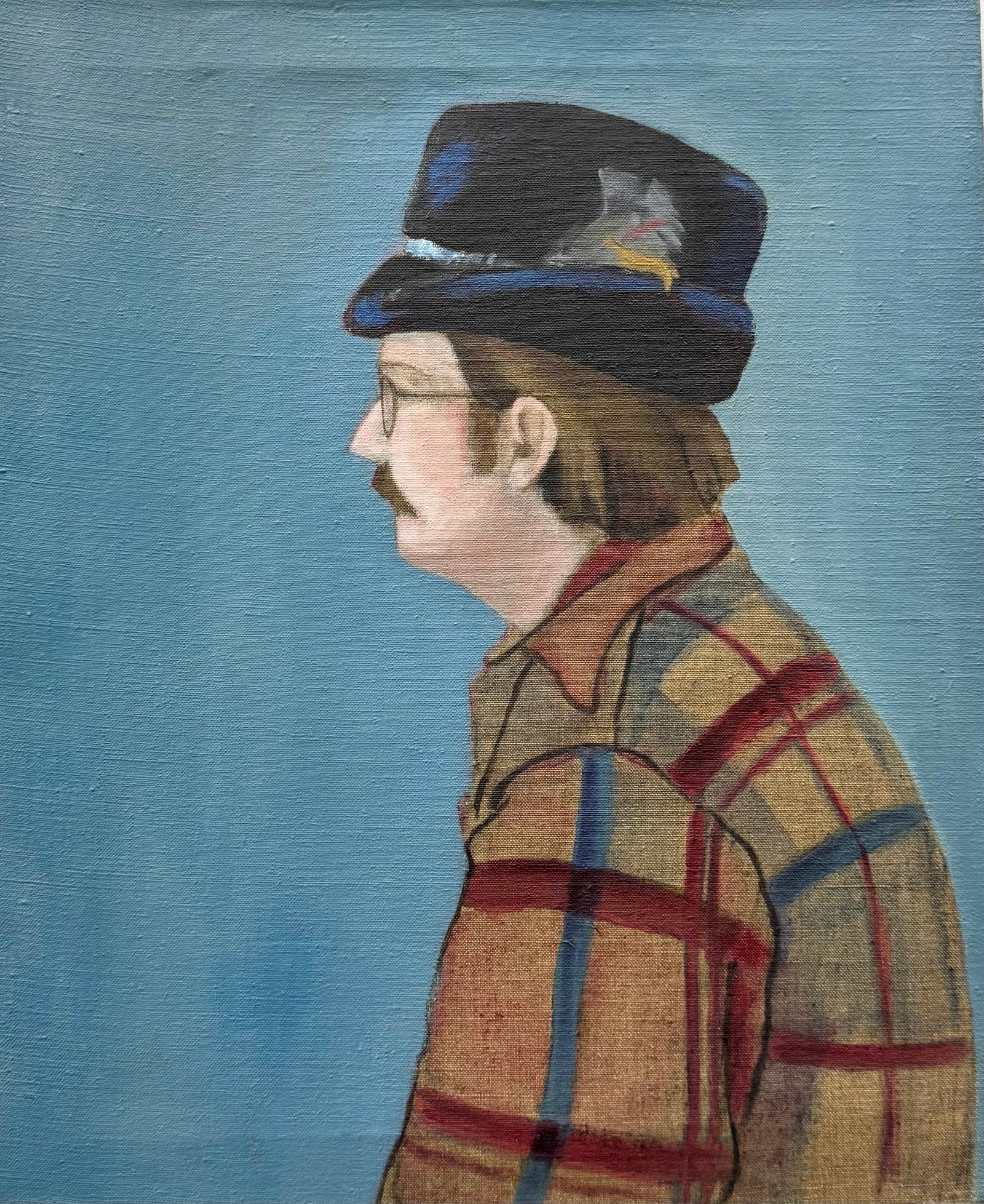 American Modernist Portrait Of A Bohemian Man, Hipster: Oil on canvas 24 x 20 in